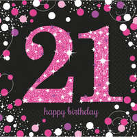 KORREKT WEB Happy Birthday 21 Pink szalvéta 16 db-os 33x33 cm