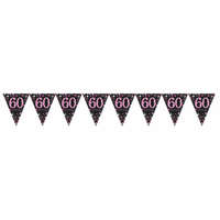 KORREKT WEB Happy Birthday Pink 60 zászlófüzér 3,96 m