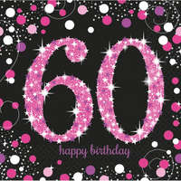 KORREKT WEB Happy Birthday 60 Pink szalvéta 16 db-os 33x33 cm