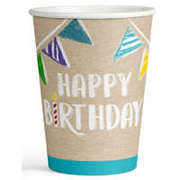 KORREKT WEB Happy Birthday Brown papír pohár 8 db-os 250 ml