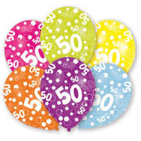 KORREKT WEB Happy Birthday 50 Colorful léggömb, lufi 6 db-os 11 inch (27,5cm)