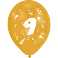 KORREKT WEB Happy Birthday 9 Ribbon léggömb, lufi 8 db-os 10 inch (25,4cm)