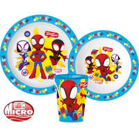 KORREKT WEB Pókember Spidey Team étkészlet, micro műanyag szett, pohárral 260 ml