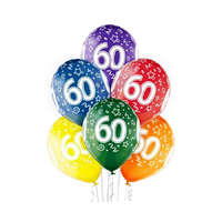 KORREKT WEB Colorful Happy Birthday 60 léggömb, lufi 6 db-os 12 inch (30cm)