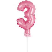 KORREKT WEB Rózsaszín 3-as Pink szám fólia lufi tortára 13 cm
