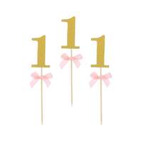 KORREKT WEB Rózsaszín 1st Birthday díszítő pálca 10 db-os