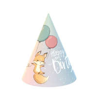 KORREKT WEB Róka Happy Birthday Fox party kalap, csákó 6 db-os
