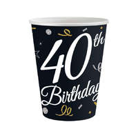 KORREKT WEB Happy Birthday 40 B&C papír pohár 6 db-os 200 ml
