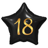 KORREKT WEB Fekete Happy Birthday 18 Black csillag fólia lufi 44 cm