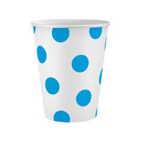KORREKT WEB Kék Sky Blue Polka Dots papír pohár 6 db-os 250 ml