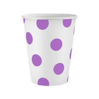 KORREKT WEB Lila Lavender Polka Dots papír pohár 6 db-os 250 ml