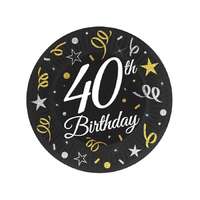 KORREKT WEB Happy Birthday 40 B&C papírtányér 6 db-os 18 cm