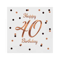 KORREKT WEB Happy Birthday 40 B&C White szalvéta 20 db-os 33x33 cm