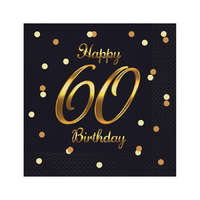 KORREKT WEB Happy Birthday 60 B&C Gold szalvéta 20 db-os 33x33 cm