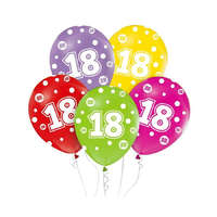 KORREKT WEB Happy Birthday 18 Dots léggömb, lufi 5 db-os 12 inch (30cm)