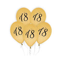 KORREKT WEB Arany Happy Birthday 18 Gold léggömb, lufi 5 db-os 12 inch (30cm)