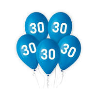 KORREKT WEB Kék Happy Birthday 30 Blue léggömb, lufi 5 db-os 12 inch (30cm)