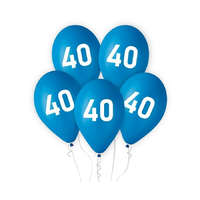 KORREKT WEB Kék Happy Birthday 40 Blue, léggömb, lufi 5 db-os 12 inch (30cm)