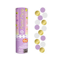 KORREKT WEB Gold-Lilac-White, Arany-Lila-Fehér konfetti kilövő 15 cm