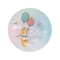 KORREKT WEB Róka Balloon Happy Birthday papírtányér 6 db-os 18 cm