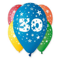 KORREKT WEB Happy Birthday 30 Star léggömb, lufi 5 db-os 12 inch (30cm)