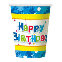 KORREKT WEB Happy Birthday Blue papír pohár 6 db-os 270 ml