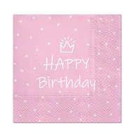 KORREKT WEB Happy Birthday Rózsaszín Light Pink szalvéta 20 db-os 33x33 cm