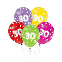 KORREKT WEB Happy Birthday 30 léggömb, lufi 5 db-os 12 inch (30cm)