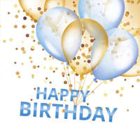 KORREKT WEB Happy Birthday Gold & Blue Balloons szalvéta 20 db-os 33x33 cm