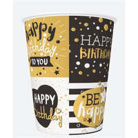 KORREKT WEB Happy Birthday Golden papír pohár 8 db-os 250 ml