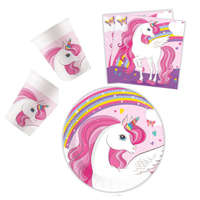 KORREKT WEB Unicorn Rainbow Colors, Unikornis party szett 36 db-os 20 cm-es tányérral