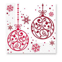 KORREKT WEB Karácsonyi Xmas Red Balls szalvéta 20 db-os 33x33 cm