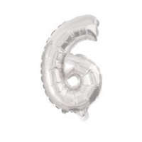KORREKT WEB Ezüst Silver 6-os szám fólia lufi 10 cm