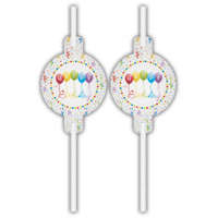KORREKT WEB Happy Birthday Streamers papír szívószál 4 db-os szett