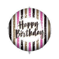 KORREKT WEB Happy Birthday Pink Gold Stripes fólia lufi 46 cm