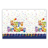 KORREKT WEB Happy Birthday Multicolor műanyag asztalterítő 120x180 cm