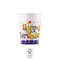 KORREKT WEB Happy Birthday Multicolor papír pohár 8 db-os 200 ml FSC