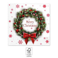 KORREKT WEB Karácsonyi Merry Xmas Wreath szalvéta 20 db-os 33x33 cm FSC