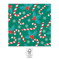 KORREKT WEB Karácsonyi Xmas Sugar Canes szalvéta 20 db-os 33x33 cm FSC