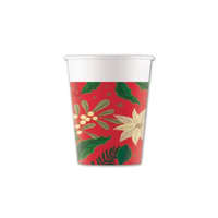 KORREKT WEB Karácsonyi Holly Poinsettia papír pohár 8 db-os 200 ml FSC