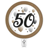 KORREKT WEB Happy Birthday 50 Milestone papírtányér 8 db-os 23 cm FSC
