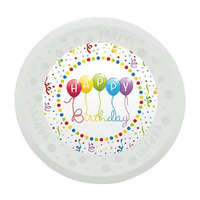 KORREKT WEB Happy Birthday Streamers micro prémium műanyag lapostányér 21 cm