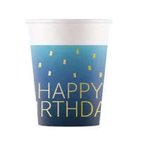 KORREKT WEB Happy Birthday Golden Blue papír pohár 8 db-os 200 ml FSC