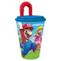 KORREKT WEB Super Mario Mushroom Kingdom szívószálas pohár, műanyag 430 ml