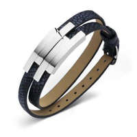 KORREKT WEB Victoria Ezüst színű fekete bőr karkötő