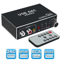  DAC digitális digitál analóg audio konverter optikai koaxiális szál SPDIF-RCA 3,5 mm-es jack hangadapter erősítő usb hangkártya