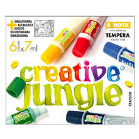 Sakota Creative Jungle: 6 darabos tubusos tempera készlet kifestővel - 6 x 7 ml
