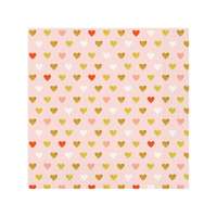 Godan XOXO: Rózsaszín szalvéta arany szívekkel, 20 db - 33 x 33 cm