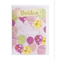 QX Képeslap rózsaszín lufikkal és Boldog Szülinapot felirattal - 13 x 19 cm