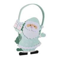 QX Mikulás formájú szütyő, filc, 16 x 18 cm - Türkiz